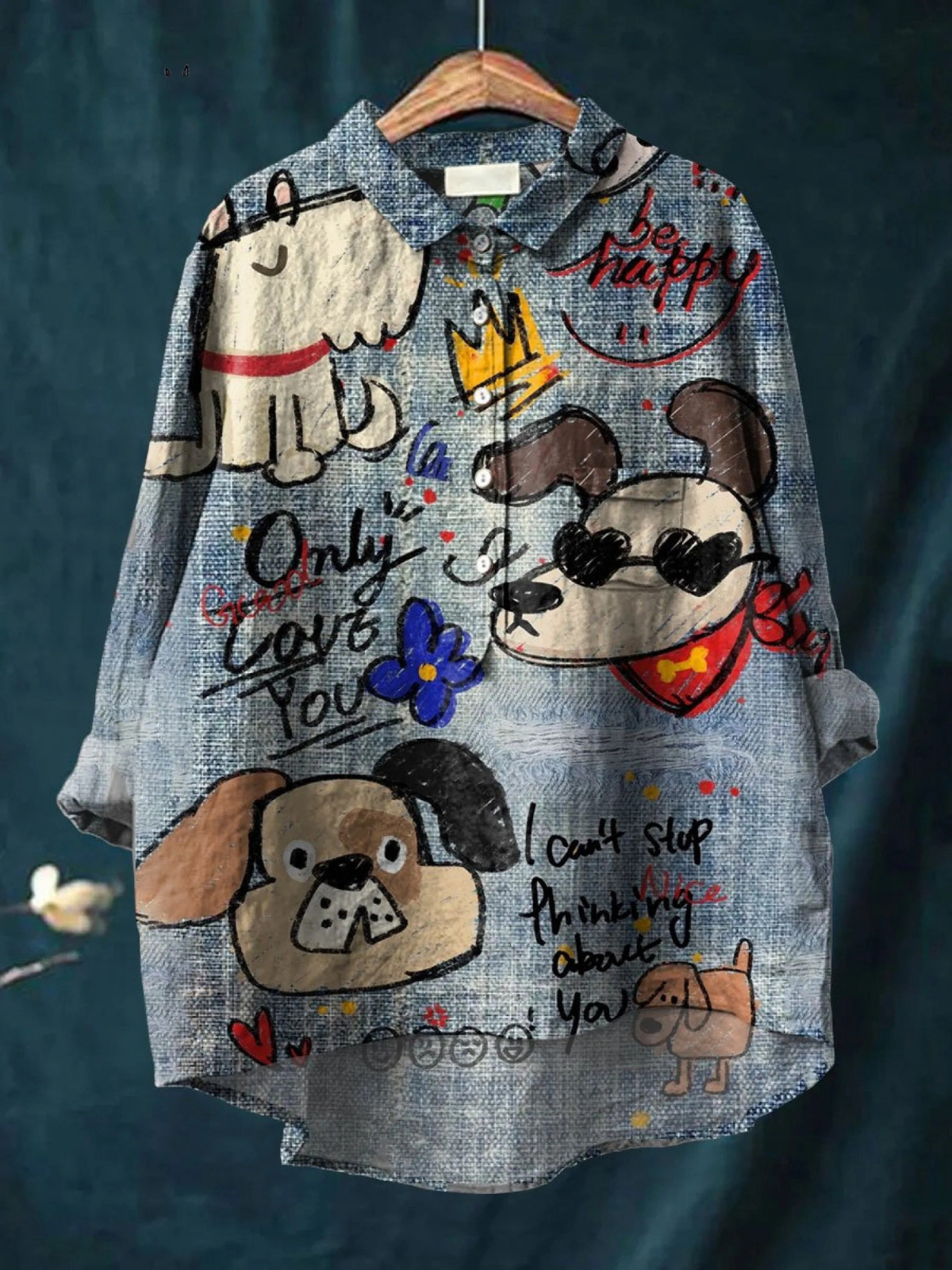 Cute Dog Art Print Casual  Shirt