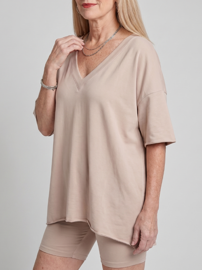 Lucinda | V Neck Top And Shorts Relaxed Fit Set
