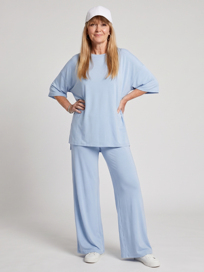 Ramse | Short Sleeve Oversized Top And Wide Leg Pants Set