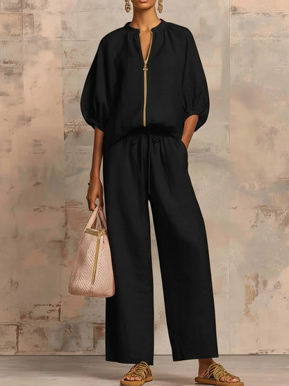 Amélie | Effortless Linen Zip Two-Piece Set